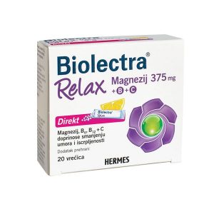 Biolectra Relax magnezij 375mg+B+C (20vrećica) - limun