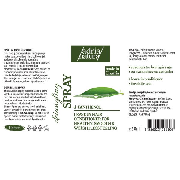 Sprej za njegu i raščešljavanje kose, 50ml - Slika 3